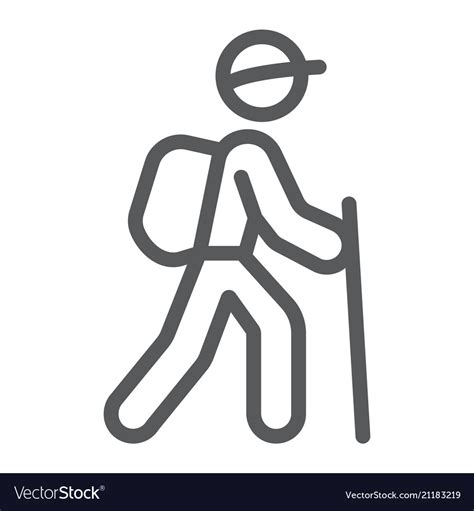 Hiking Line Icon Travel And Tourism Tourist Vector Image