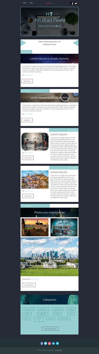 Blog Welcome Email Template Unlayer