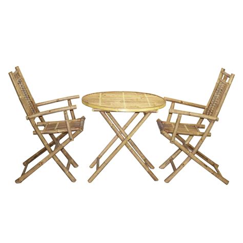 Bamboo Wood Piece Round Outdoor Bistro Set Walmart