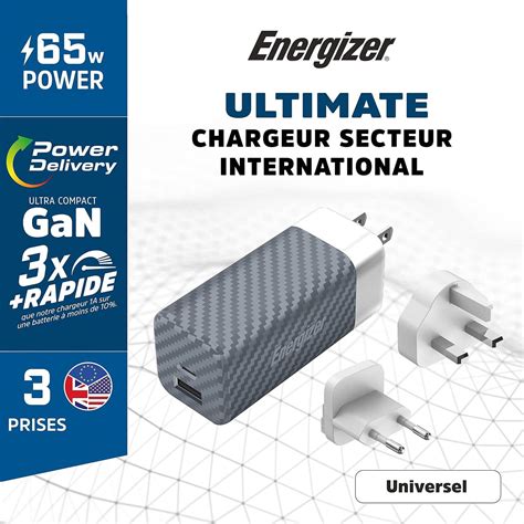 Energizer A65MU Ultimate 65W Wall Charger, Power Delivery and Qualcomm