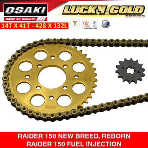 Raider 150 New Breed Reborn Raider 150 Fi 14t 41t X 428 132l Osaki Lucky Gold Chain And