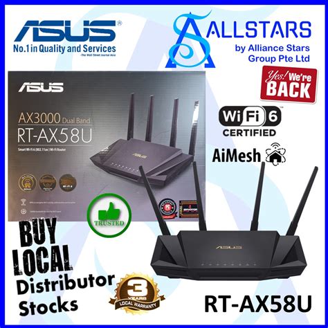 ASUS RT AX58U Wireless AX3000 Dual Band Smart Wi Fi 6 Router Warranty