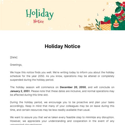 Free Holiday Notice Template - Edit Online & Download | Template.net