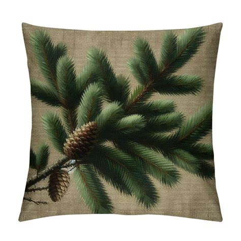 GOSMITH Decorative Throw Pillow Case Evergreen Pinecone Fir Tree Branch