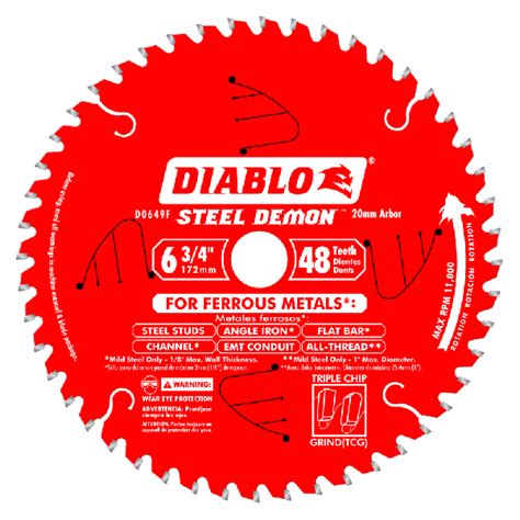 Freud D0649f Diablo 6 3 4 Inch X 48 Tooth Steel Demon Tcg Ferrous