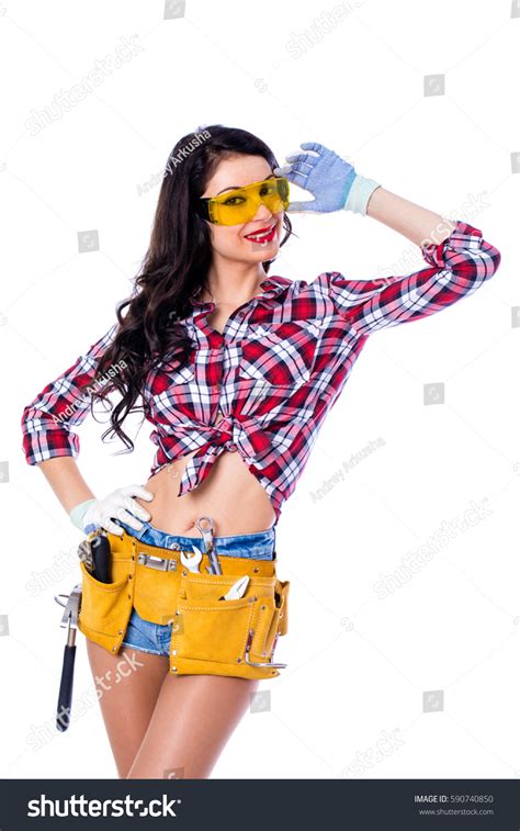 Project Satisfaction Sexy Brunette Woman Mechanic Stock Photo Shutterstock