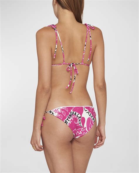 Valentino Garavani Manifesto Logo Bandana Print Triangle Bikini Set