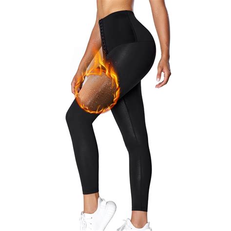 Junlan Women Hi Waist Sweat Sauna Leggings Slimming Hot Neoprene Pants Tummy Control Shapewear