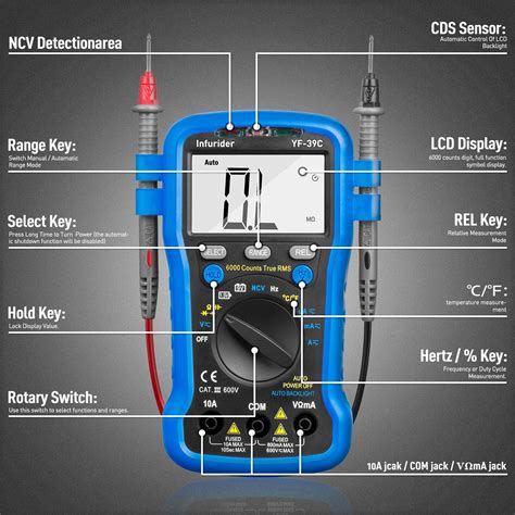 Digital Multimeter INFURIDER YF 39C 6000 Counts TRMS Auto Ranging