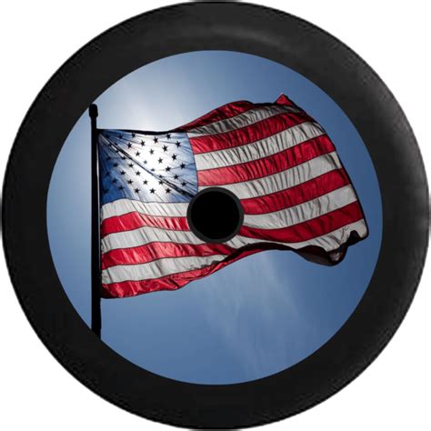 Spare Tire Cover American Flag Waving Sky Stars Stripes Military Patriotic Jeep Tire Covers