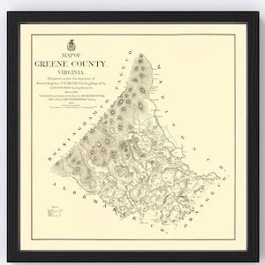 Greene County Virginia Map 1875 Old Map of Greene County Virginia Art Vintage Print Framed ...