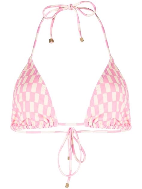 Nanushka Check Halterneck Bikini Top Farfetch