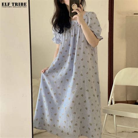 Elf Tribe Korean Ins Bear Sleep Dress For Women Sweet And Cute Summer