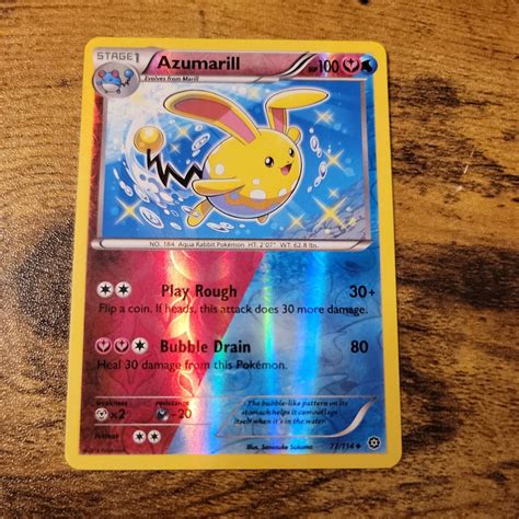 SHINY Azumarill = 77/114 Steam Siege REVERSE HOLO card 2016 Pokemon TCG ...