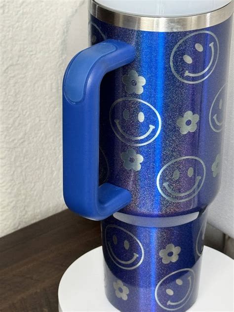 Smiley Face Blue Stanley Style Dupe Custom Tumbler Stanley 40 - Etsy