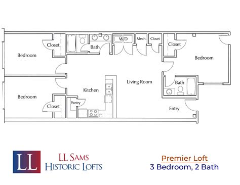 3 Bedroom 2 Bath Apartment Floor Plans