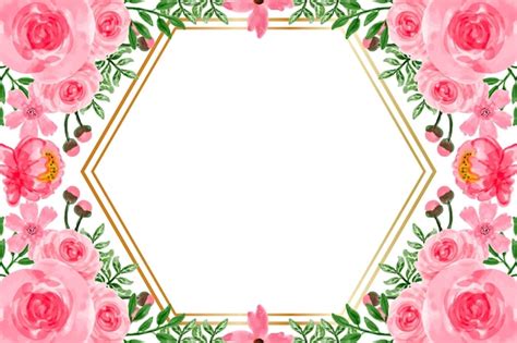 Fondo De Marco De Flor Rosa Acuarela Vector Premium