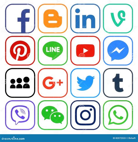 Collection Of Popular Social Media Icons Editorial Stock Photo