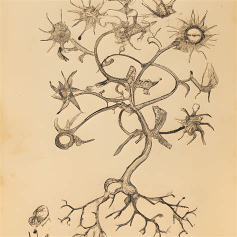 Intricate Caricature Of Flowering Plant In Style Of Voynich Manuscript