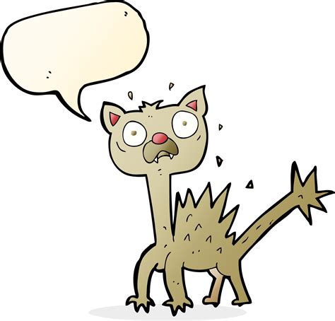 cartoon scared cat with speech bubble 40202004 PNG