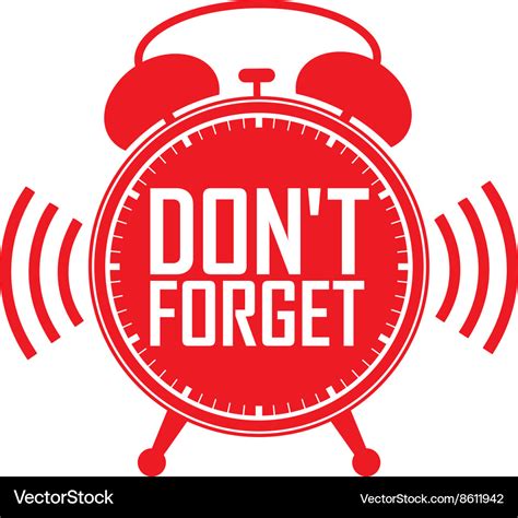 Dont Forget Red Alarm Clock Royalty Free Vector Image