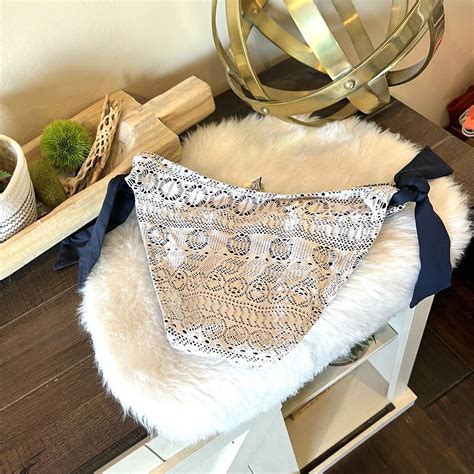 Becca Bikini Bottom Navy Blue With White Lace Overlay Gem