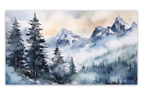 Snowy Mountains Watercolor Backgrounds Wallpapers, Backdrops ...