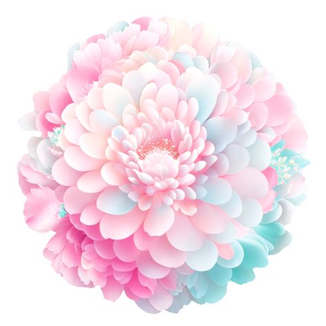 Various round flowers in pastel tones. 26793550 PNG
