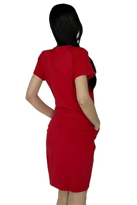 Rochie Sport Cu Buzunare Si Maneci Scurte Red Angel Rosu Marimea M