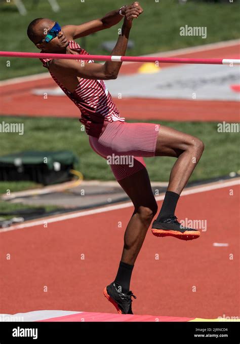 Mutaz Essa Barshim Of Qatar Competing In The Mens High Jump Heats At