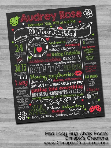 Lady Bug Birthday Chalk Poster