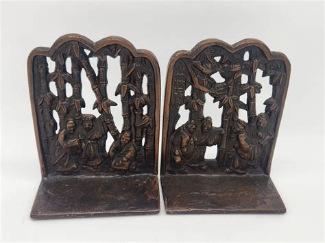 Vintage Cast Iron Japanese Bookends - Etsy