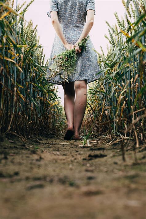 Woman Running Barefoot in Grass · Free Stock Photo