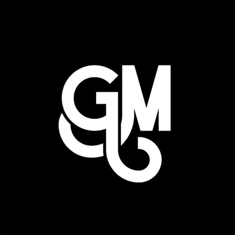 Diseño de la letra del logotipo de gm sobre fondo negro diseño de las