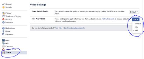 how to turn off auto play on fb