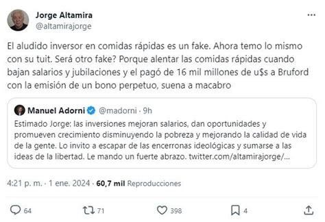 La Ins Lita Discusi N Entre Jorge Altamira Y Manuel Adorni Por Un Meme