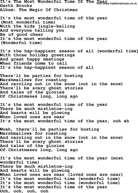 Its The Most Wonderful Time Of The Year By Garth Brooks Lyrics