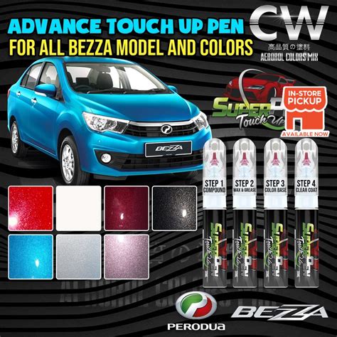 Original Touch Up Paint Perodua Bezza 4in1 Touch Up Combo Set Pen And Brush Scratch Stone Chip