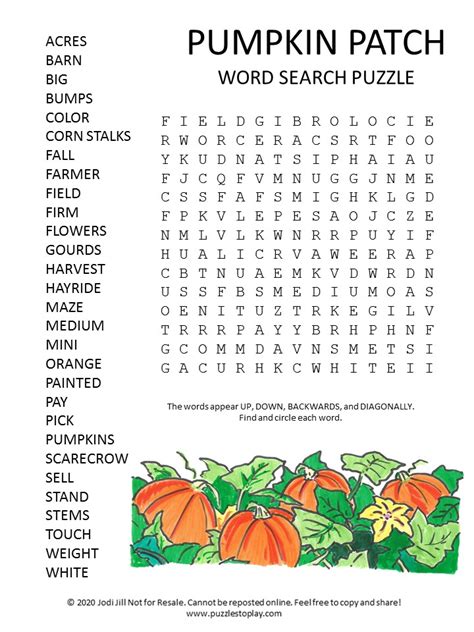 Free Printable Pumpkin Word Search Word Search Maker