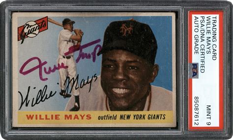 Signed Topps Baseball Willie Mays Card Psa Mint Auto