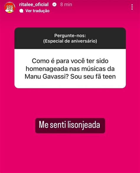 Portal Manu Gavassi on Twitter Manu Gavassi você venceu Rita Lee