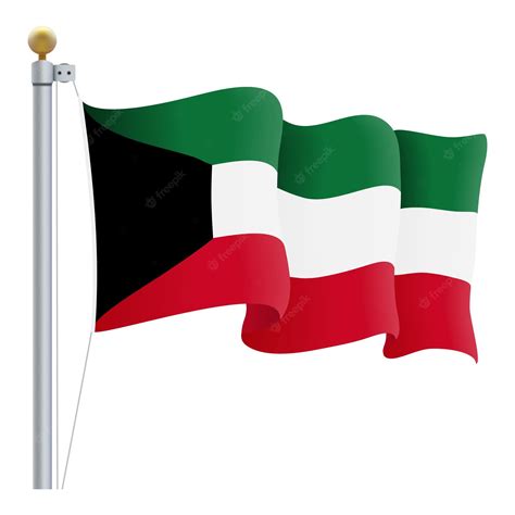 Ondeando La Bandera De Kuwait Aislado En Una Ilustración De Vector De