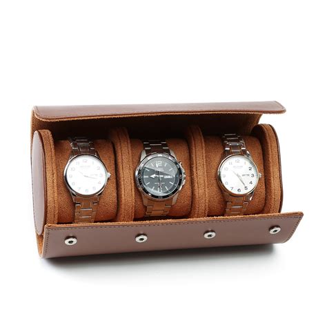 Leather Watch Roll Travel Watch Case for Men