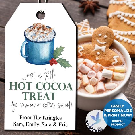 Printable Hot Cocoa Gift Tag Christmas Hot Chocolate Tag Hot Cocoa Treat Tag For Teacher Gifts