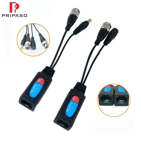 4 Pair Passive Video Balun BNC To RJ45 Adapter With Power Full HD 1080P