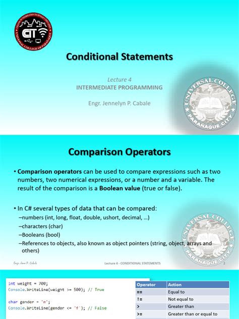 Lecture 4 Conditional Statements Pdf Boolean Data Type Programming Paradigms