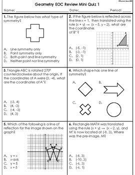 Geometry End Of Course Eoc Review Packets Quizzes By Peachykeanemath