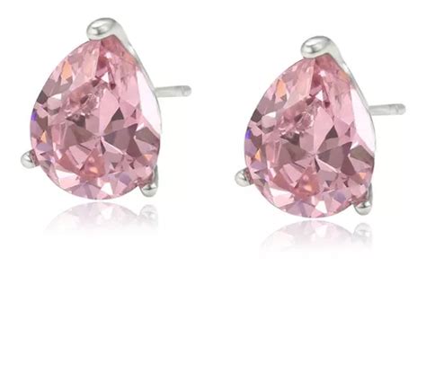 Aretes Oro 14k Lam Zirconia Rosa Mujer Regalo Broquel Regalo Cuotas