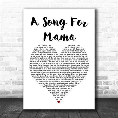 Boyz II Men A Song For Mama Heart Song Lyric Quote Print - Song Lyric ...