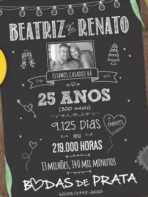 Chalkboard Bodas De Prata Arte Digital Compre Produtos Personalizados